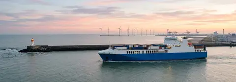 Ferry route from Zeebrugge to Dublin